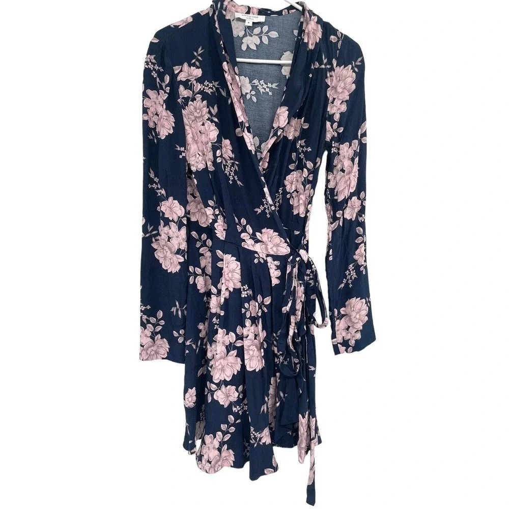Marissa Webb Collective Womens Size 6 Navy Floral Wrap Dress